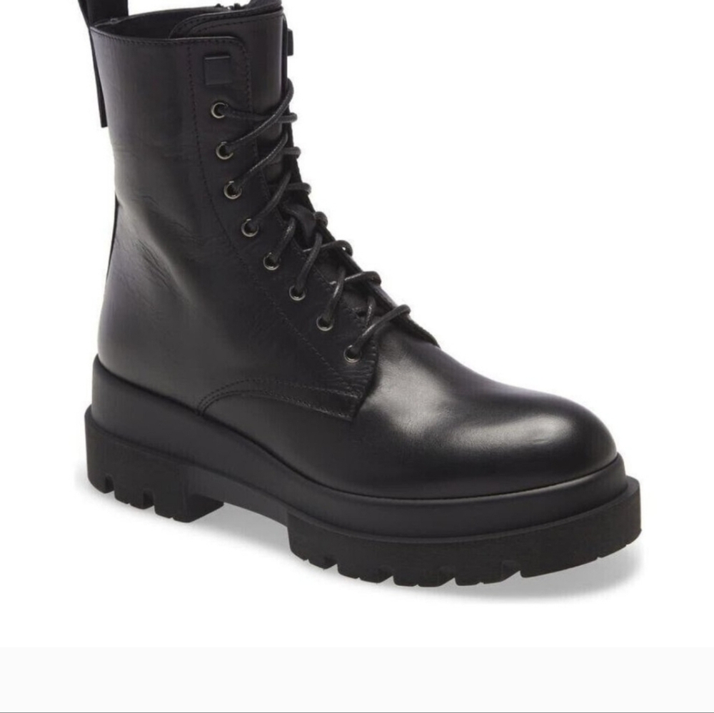 La Canadienne Brendan Black Leather Platform Combat Booties Size 37.5